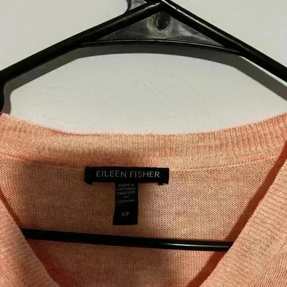 Eileen Fisher Melange Organic  Linen V-Neck Box Sweater Top Size Small Pink - Picture 3 of 5
